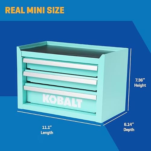 Mini 3-Drawer Steel Tool Box Teal