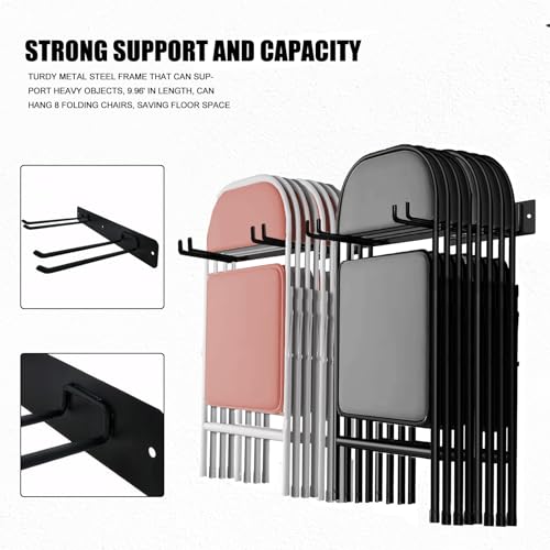 SAMRELAX 2Pack Folding Chair Storage Rack, Chair Hangers for Garage Wall, Garage Tool Organizer Wall Mount, Heavy Duty Garden Tool Holder for Hanging Shovel Rake Broom Ladder