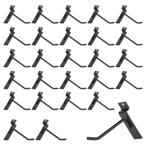 SINCHEEWAY 50 Pack Slatwall Hooks, Slatwall Accessory for Hanging, Slat Board Hook for Garage, Retail, Home, and Shop Display (Black, 4 Inch)