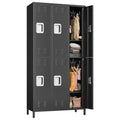 MERXENG Metal Storage Locker with 6 Doors, Metal Locker for Employees with 18 Hooks for Garage School Office Gym Home, Assembly Required, Black