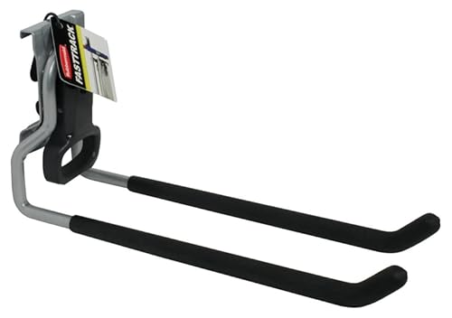 Rubbermaid FastTrack Rail Garage Organization Multi-Purpose Hook 50 lbs Capacity Satin Nickel Wall Mounted Storage System Direct Mount into FastTrack Garage Rail for Home/Garage Organization
