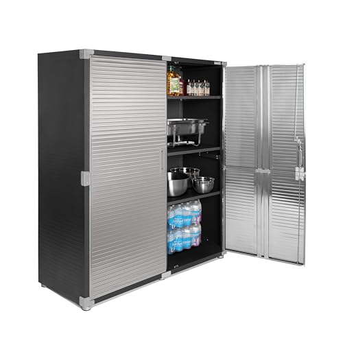 Seville Classics UltraHD Solid Steel Lockable Metal Storage Cabinet Locker Organizer, w/Adjustable Shelves for Garage, Warehouse, Office, Classroom, Graphite, 60" W x 24" D x 72" H