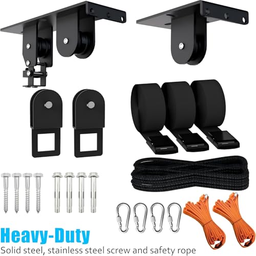 TRUSOON Kayak Hoist, Heavy Duty Kayak Pulley System for Garage Ceiling, Hold Up to 150 lbs Capacity, Canoe Garage Lift Storage System, Fit 10-18 Foot Ceilings, Black