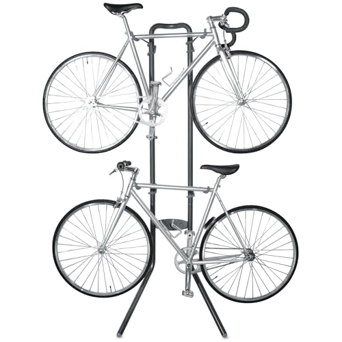 Rugged 2 Bike Rack for Garage & Home by Delta Cycle – No Drilling Required – Fully Adjustable Gravity Storage Rack for Any Style Bicycle – Leaning Wall Rack Holds Up to 100 lbs