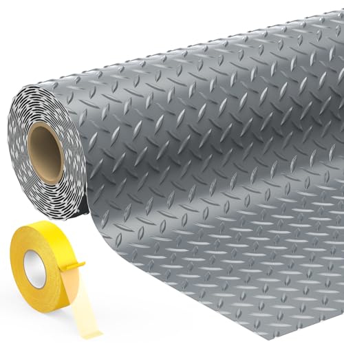 Geemax 7.8 x 20 FT Garage Floor Mat, 2.8mm Thickness Diamond Plate Vinyl Garage Flooring Roll for Under Car, Large Size 156 SQFT for Large SUVs, MPV, Pickup Truck