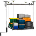 Soywey Garage Ceiling Storage Racks,4x4 FT Garage Storage Lift with Secure Lock,Heavyweight Overhead Rack for Easy Up Down,Industrial Elevator System Holds 400 Lbs