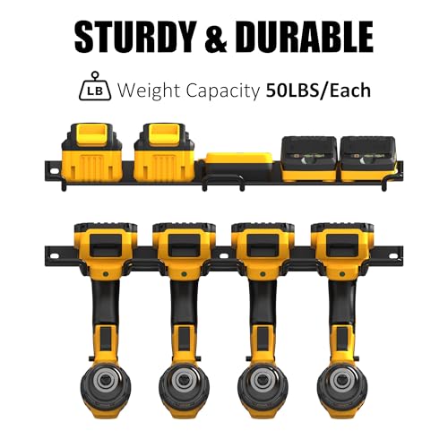 UNITEDPOWER Wall Mounted Drill Rack & Tool Shelf, Power Tool Organizer Holder, Heavy Duty Utility Storage Rack for Cordless, Battery Powered Hand Tools, Workshop, Shed, Garage