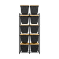 SafeRacks Bin Storage Rack for 12 Gallon Storage Totes – Includes 10 Bins - Garage or Holiday Decoration Organization, NSF Certified, Heavy Duty Steel 21.5"x34.25"x68" (Black)