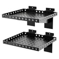 BOBIBAN 2 Pack Slatwall Shelves, Heavy Duty Metal Slat Wall Shelf for Retail, Garage, Home Storage, 20 lbs Load Capacity, Universal Slatwall Accessories(10 x 12 Inch-2, Black)
