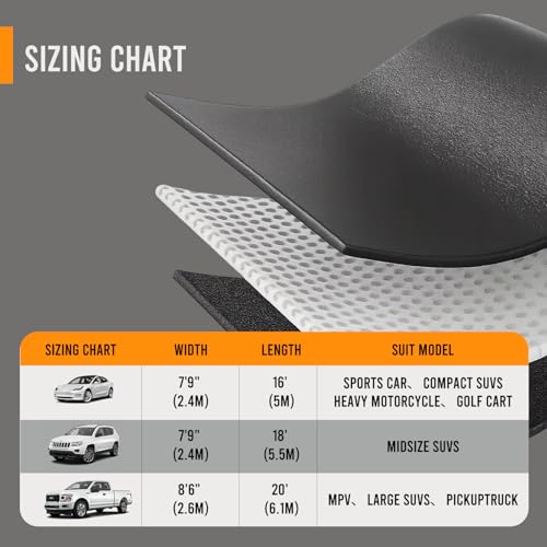 VUSIGN Containment Mat, 7'9"x16' Non-Slip Garage Floor Mat, Heavy Duty Waterproof Garage Protection from Snow Rain Mud for Cars SUVs Trucks