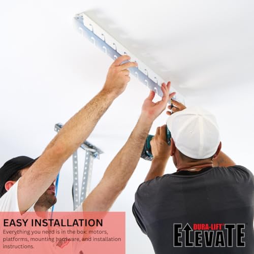 DURA-LIFT Elevate 4x4 Motorized Overhead Storage Lift for Garage Ceiling, Electric Storage Rack with Bluetooth App Control