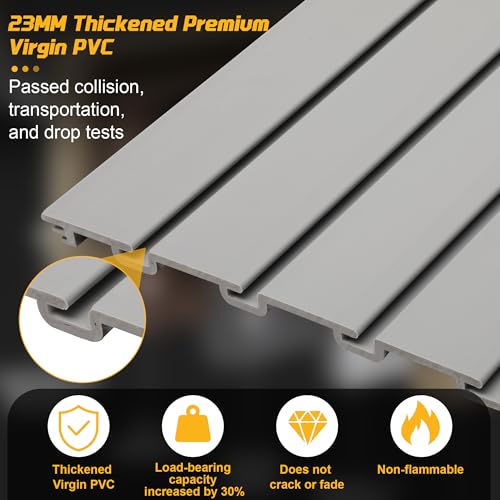 Slat Wall Paneling 4'x8' Garage Wall Organizer (2026Upgraded), Heavy-Duty PVC Slatwall Panels Boosts Load by 30%, Grey Slat Board, Slatwall Tool Storage System for Garage & Workshop Tool Organization