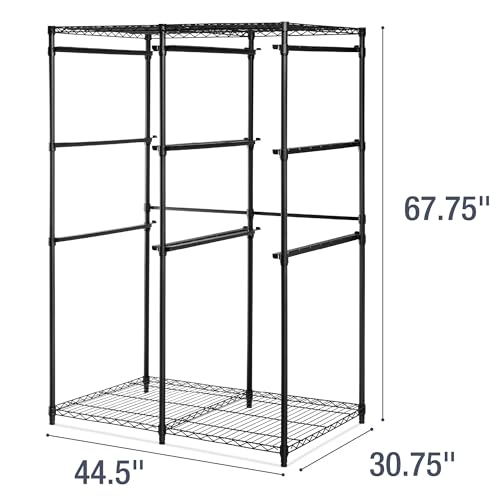 CleverMade Double Tote Tower 10-Bin Organizer Rack for 27 Gallon Storage Totes, Heavy-Duty Garage Storage Shelving Unit, Vertical Bin Rack for Pantry, Laundry Room & Shed, Black