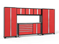 ‎‎‎‎‎NewAge Products Garage Cabinets Bold Series 6 PC Set Red (1x 62 Stainless Steel Worktop, 1x 62 Project Center, 3X 24 Wall Cabinets, 1x 30 Multi-Use Locker, 1x 42 Extra-Wide Locker) 56262