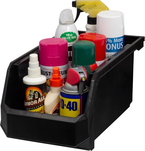 ReadySpace Large Plastic Storage Bins, Stackable Organizer Containers for Closet Pantry Shelf Garage and Office Organization, Black, 6 Pack