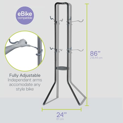 Rugged 2 Bike Rack for Garage & Home by Delta Cycle – No Drilling Required – Fully Adjustable Gravity Storage Rack for Any Style Bicycle – Leaning Wall Rack Holds Up to 100 lbs