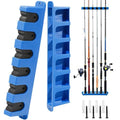DZrudun Vertical Fishing Rod Holder for Garage Wall Mounted - 6 Rods Fishing Pole Storage Rack with Damage-Free EVA Grip, Interlocking Fishing Pole Holders for Garage Organization, Best Fish Gifts Men