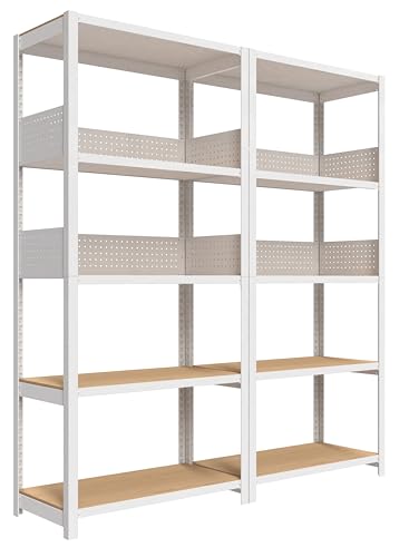 HOMEDANT 32" W Pegboards Storage Rack 5-Tier Heavy Duty Boltless Metal Utility Shelving Unit for Pantry Garage 2Pack