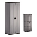 Suncast Tall Storage Cabinet for Garage Organization - 72" Freestanding Utility Closet with Shelving for Garden Supplies, Paint Cans & Outdoor Tools, Multi-Wall Resin Construction, Platinum