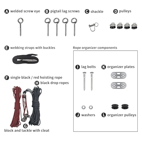 ALLCOS Hard Top Removal Lift for Jeep Wrangler JL JK Models and Ford Bronco, 12ft Hardtop Overhead Garage Storage Hoist with Anti-Drop System, Supports 8-16 ft. Ceiling
