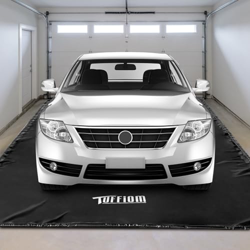 TUFFIOM 9'x 20' Containment Mat w/Squeegee, Garage Floor Mats for Under Car, Heavy Duty Waterproof Car Parking Mats for Snow Ice Rain Mud Oil