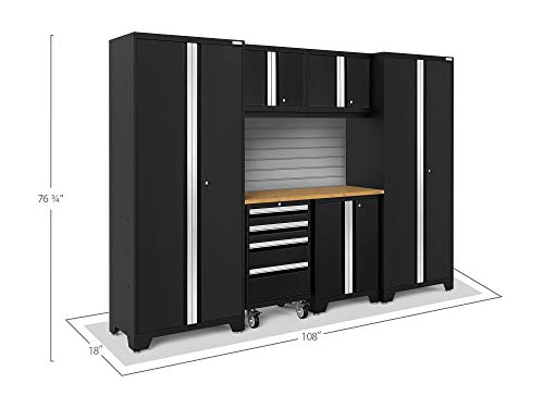 NewAge Products Bold Series Black 7 Piece Set, Garage Cabinets, 63058