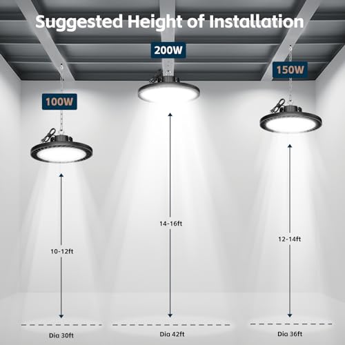 lvsdak UFO LED High Bay Lights 200W 30000LM 5000K 6 Pack with Plug Suitable for Warehouse Workshop Factory Gym Garage Barn AC100-277V