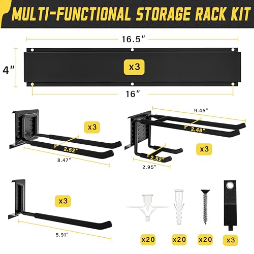 klasit Garage Wall Organizer,15Pack Carries 675 lbs,Garden Tool Organizer 48in With Large Storage Space,Easy Assembly, Sturdy Design,for Efficient Tool Storage Garage Organization