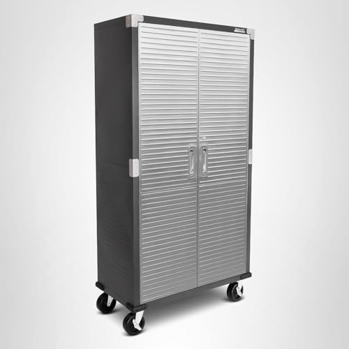 Seville Classics UltraHD Solid Steel Rolling Lockable Metal Storage Cabinet Locker Organizer, w/Adjustable Shelves for Garage, Warehouse, Office, Classroom, Graphite, 36" W x 18" D x 72" H