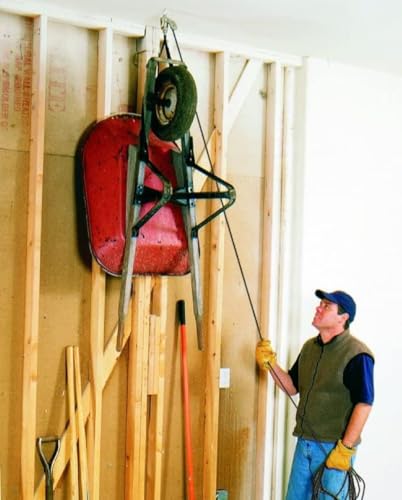 HARKEN Hoister - Overhead Garage Storage 1 Point Hoist System for Bikes, Ladders (45lb Capacity, 10ft Ceiling) Space-Saving Organization, Easy One-Person Operation, Safe Anti-Drop, Self-Leveling, 7800