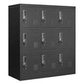 IKIMI Metal Lockers for Employees,Office Storage Locker with 9 Doors Black,Employee Locker with Lock and Card Slot,Steel Staff Locker Storage Cabinet for Gym Home School Garage,Assembly Required