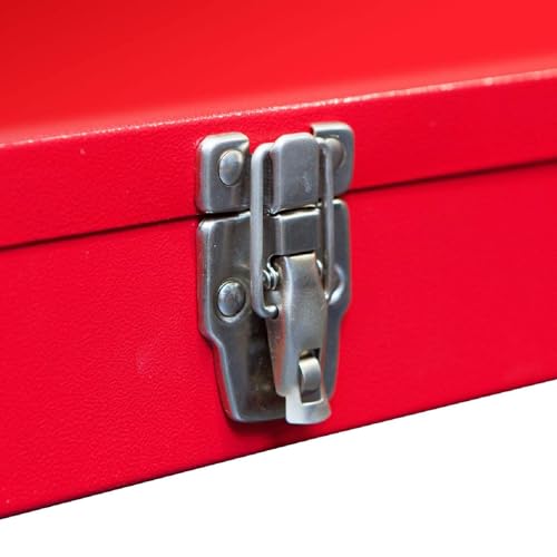 BIG RED ATB213-1 Torin Portable Steel Tool Box: 16" Hip Roof Style with Metal Latch Closure, Red