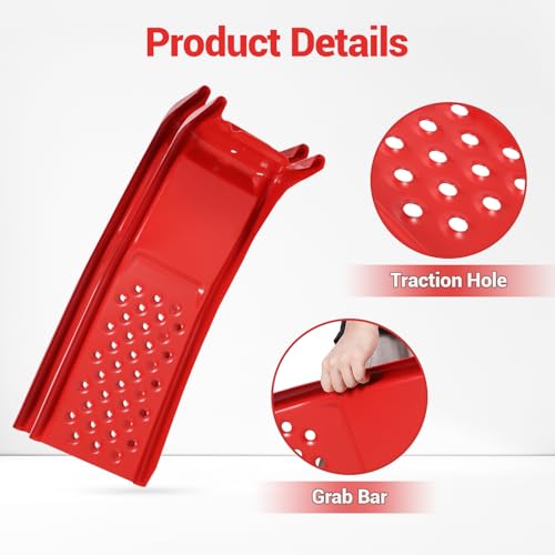 Garvee 8 in Lift Solid Steel Car Ramp 8000 LBS Capacity, 2000 LBS Per Ramps, Heavy Duty Truck Ramps for Car Repair or Vehicle Maintenance, 2 Pack Car Ramps, Red