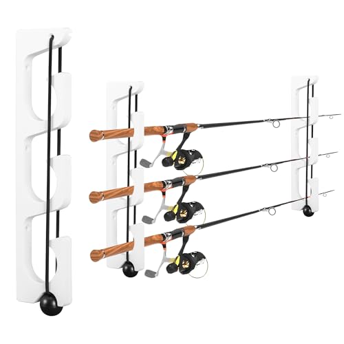 SUNOOM Wall Mount Fishing Rod Holders,3 Rod Holder Storage for Wall & Garage Storage Organizer Gear Equipment Gifts(O-shaped hole)