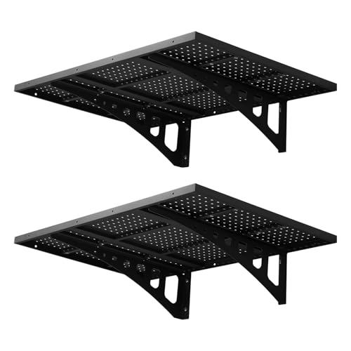 VEVOR 2-Pack Heavy Duty Garage Wall Shelving, 2 x 3 ft Steel Wall Mounted Shelving Unit, 24 x 36 Inch Per Shelf Floating Storage Metal Rack for Garage with 560 lbs Total Weight Capacity