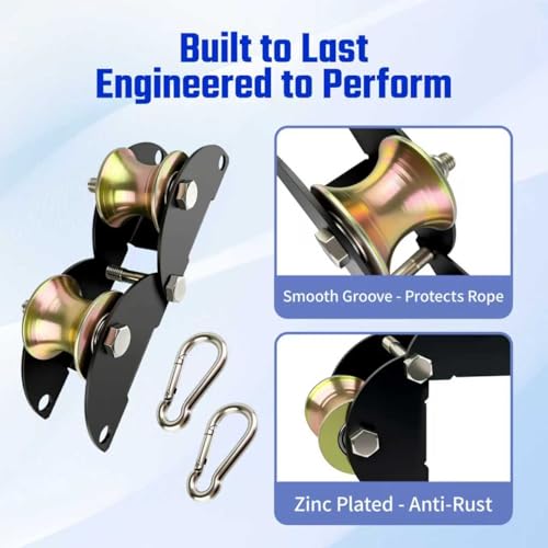 Heavy Duty Lifting Pulley System - Die-Cast Steel 1000LB Capacity, 180° Adjustable Angle Pulley with Hook, for Roof Top Lifting, Material Handling, Moving Heavy Objects