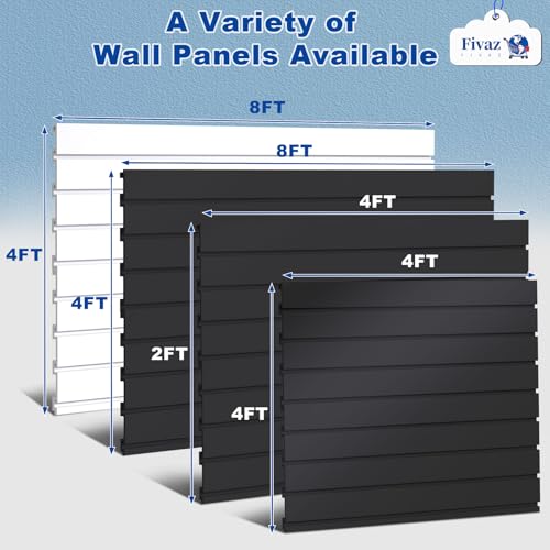 4'x8' PVC Slat Wall Paneling, High Load Capacity Slatwall Panel, Cuttable & Moisture-Proof & Flame Retardant, Heavy Duty Black Garage Slatwall Panes Storage Systems for Garage Workshop Storage