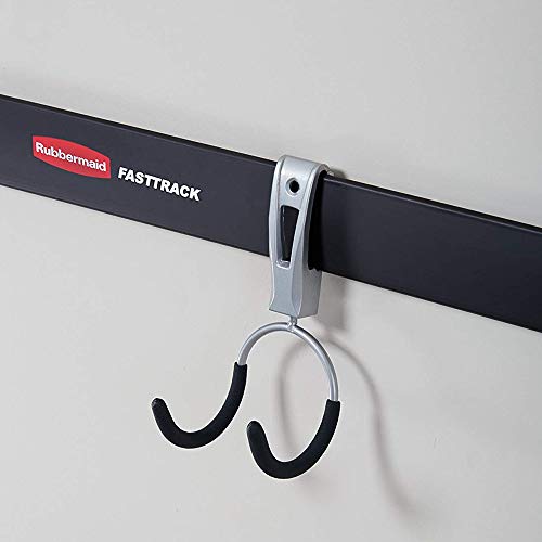 Rubbermaid Universal Powder Coaded Metallic Fasttrack Hanging Garage Hook Organizers for Ladder, Tool, and Bike Storage (12 Pack)