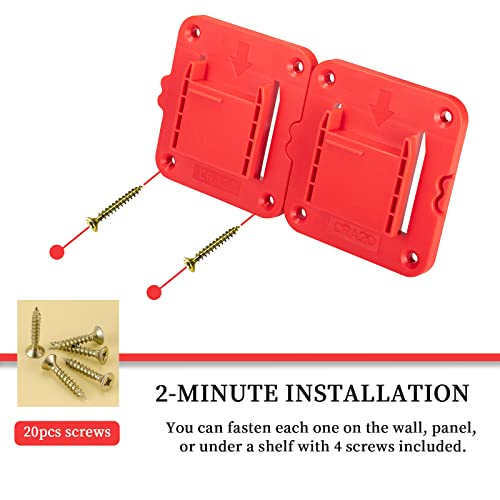 Tool Drill Mount Holder Compatible for Craftsman 20V Li-ion Drills, Heavy Duty ABS Tools Wall Dock Hanger for Garage, Workshop, Work Truck, 20 Screws, 5 Packs (No Tool)