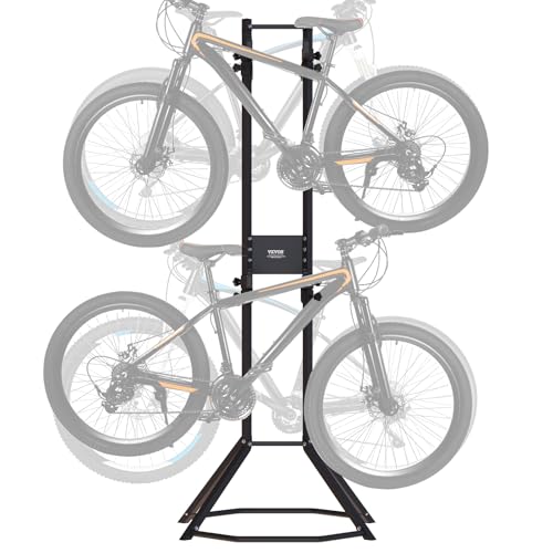 VEVOR 4 Bike Rack Garage Storage, Free Standing Gravity Wall Vertical Bike Stand, Sturdy Steel & Easy Assemble, for Road, MTB, and Hybrid Bicycles, Holds Up to 260 Lbs
