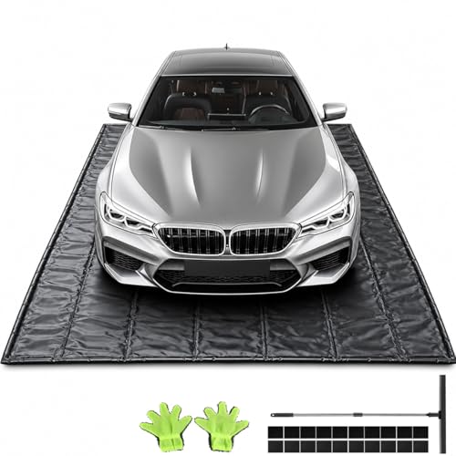 Bamgoten (7'9"× 18'）Garage Mats for Floor,1.2-Inch PVC Raised Edges for Cars SUVs Trucks for Residential Garages, Parking Lots, Warehouses and Repair Shops, Includes Gloves, Scraper, and Velcro Straps