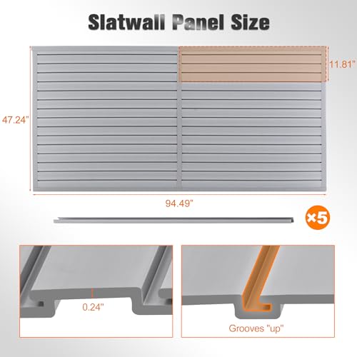 RocVanc Slatwall Panel 4x8FT, Garage Slat Wall Storage Systems Durable and Sturdy, Easy-to-Install Interlocking PVC Slat Wall Organizer Panels Flexible and Convenient, Maximize Vertical Space