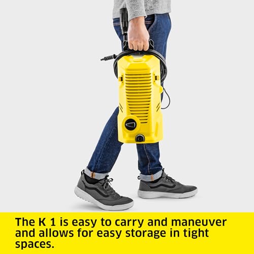 Kärcher Pressure Washer K 1, Max 1.45 GPM, 1700 PSI, Trigger Spray Gun & Vario Power Spray Wand - for Cars, Bikes, Deck, Driveways, Siding, Patios