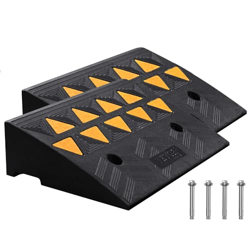 VEVOR Rubber Curb Ramp 5" Rise Height 2 Pack, Heavy-Duty 33069 lbs/15 T Capacity Threshold Ramps, Rubber Driveway Ramps for Cars, Carts, Dollies, Motorcycle, Bikes, Wheelchairs