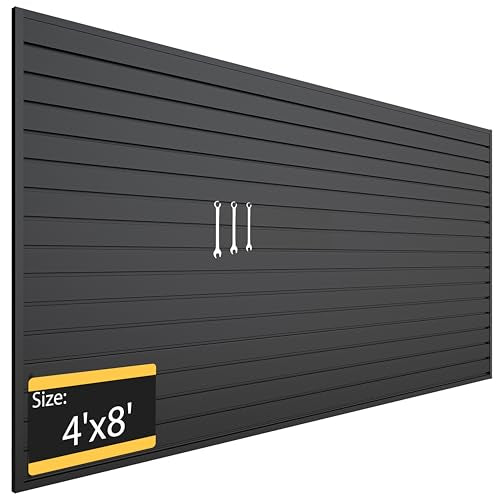 RORA Slat Wall Paneling Garage Slat Wall Storage Systems 4x8 ft Slatwall Black Heavy Duty Satwall for Tool Organization ,Pvc SlatWall Panels,Fits for Storage and Display