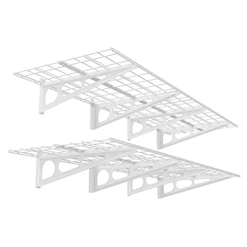 FLEXIMOUNTS WR26-SBA 2' x 6' Wall Shelf Garage Storage Rack (2 Pack), White, 24" x 72"