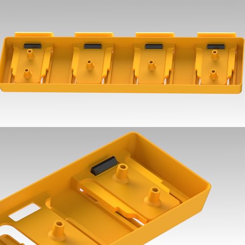 Battery Rack Compatible with DeWalt 20V Battery Holder, Mount 4 Slot Bulk Battery Garage Tool, Tools for Dewallt 20v , Wall Display Hook Holder (Yellow-1pc)