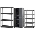 Sterilite 4 & 5 Shelf Plastic Storage Units Bundled with Easy to Assemble Storage Cabinet for Garage, Pantry & Kitchen Organization, 4 Shelves, Gray