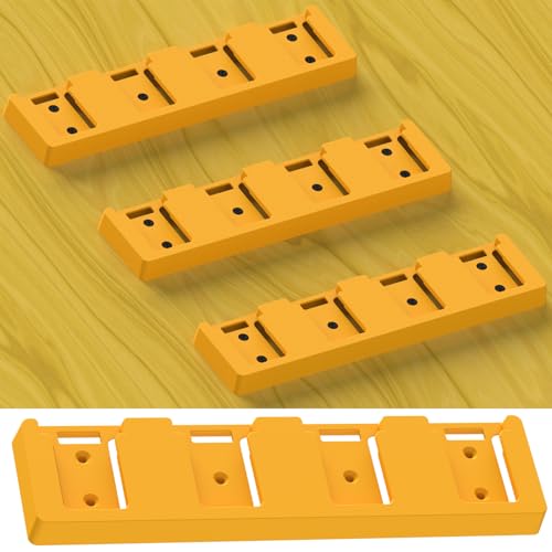 Battery Rack Compatible with DeWalt 20V Battery Holder, Mount 4 Slot Bulk Battery Garage Tool, Tools for Dewallt 20v , Wall Display Hook Holder (Yellow-1pc)