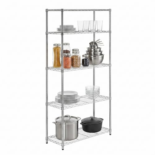 Honey-Can-Do 5-Tier Heavy Duty Adjustable Shelving Unit, 200-lb Per Shelf NSF Certified Metal Storage Rack, Chrome Wire Shelf for Garage Kitchen Pantry, 36 x 14 x 72 in
